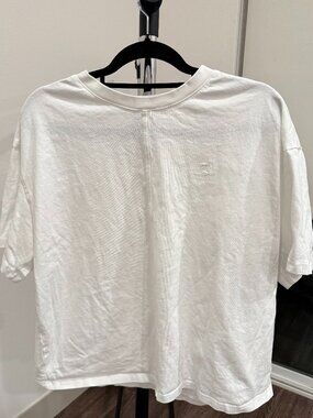 Musero Men White Boxy Short Sleeve Logo Tee Shirt